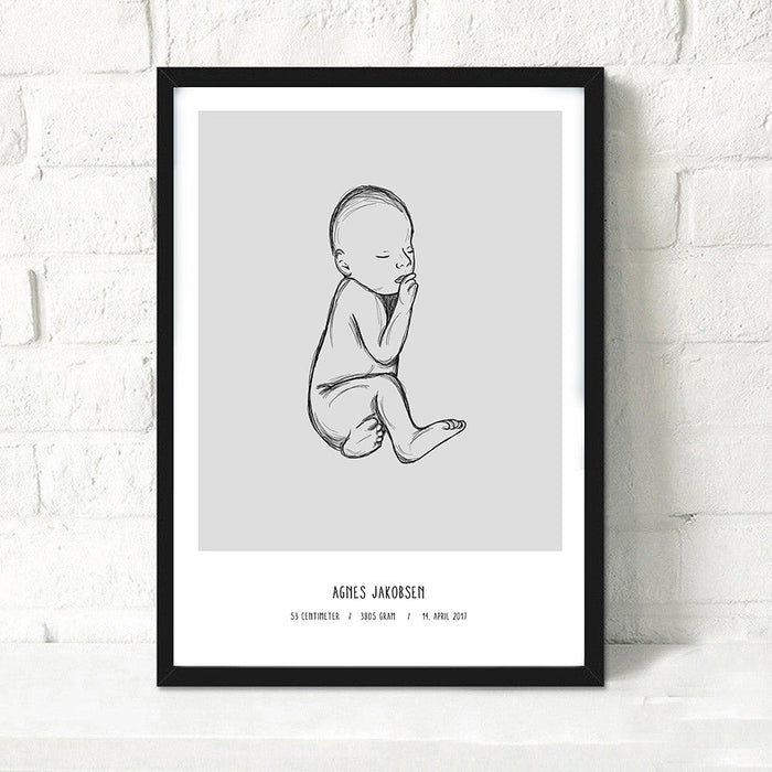 Geboorte -poster met baby en de informatie van het kind