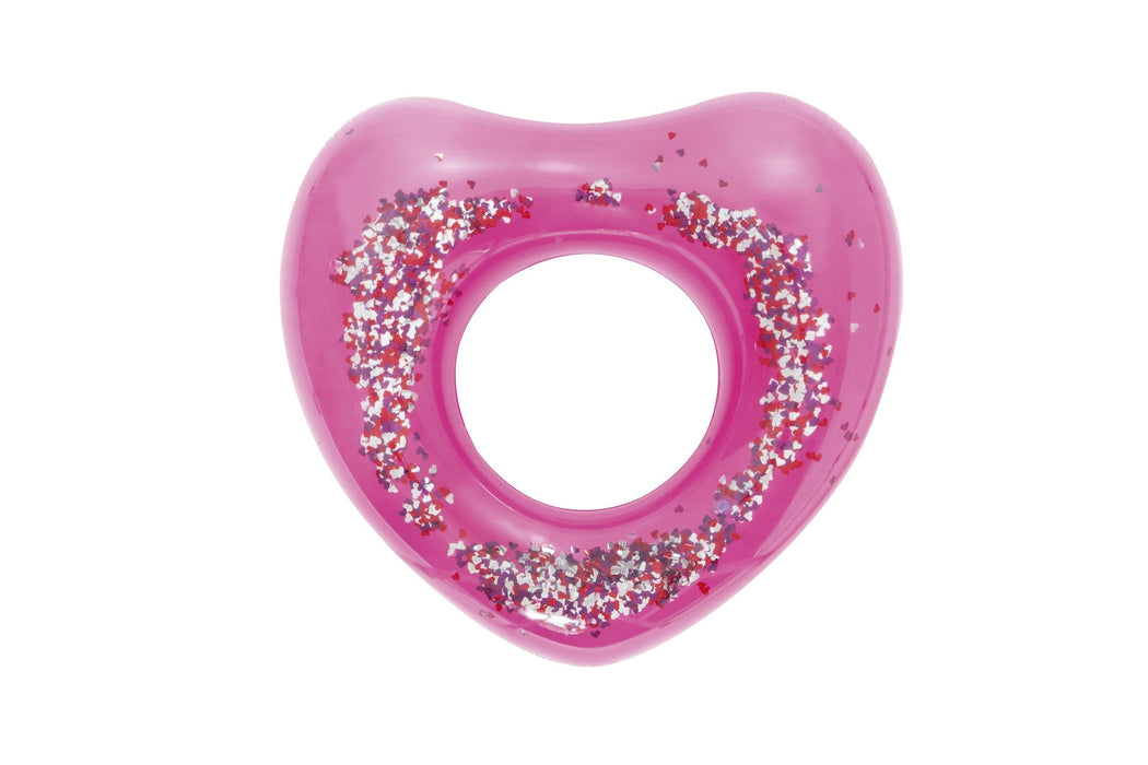 Opblaasbare badring, roze met glitter