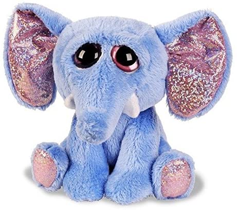 Olifant pluche speelgoed, blauw en roze schittering