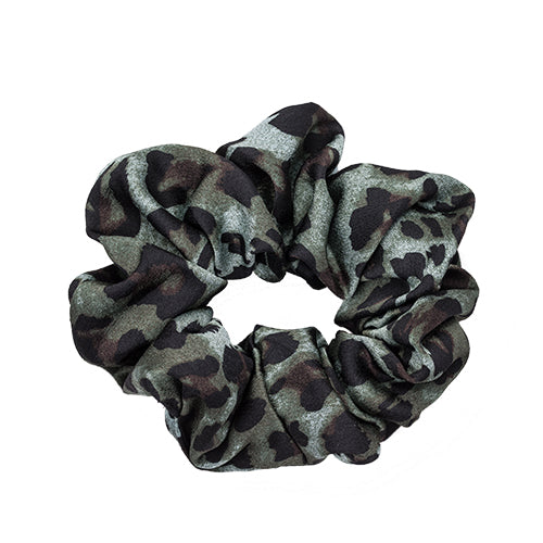 Scrunchie, luipaard grijs/groen