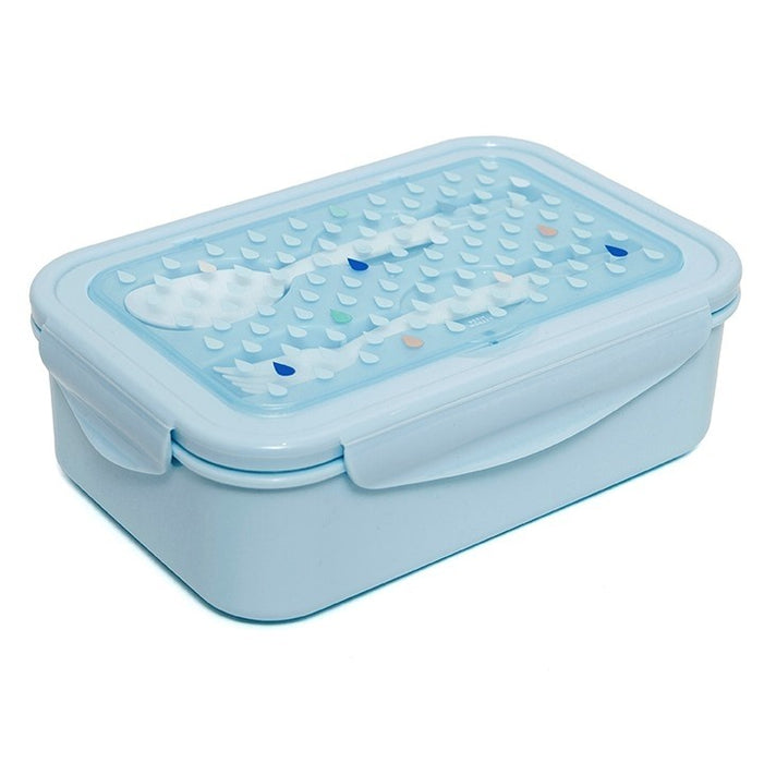 Lunchbox met bestek, blauw