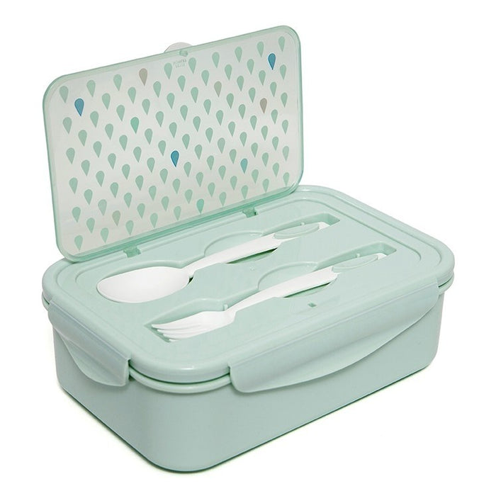 Lunchbox met bestek, groen