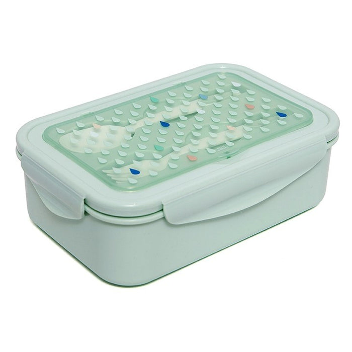 Lunchbox met bestek, groen