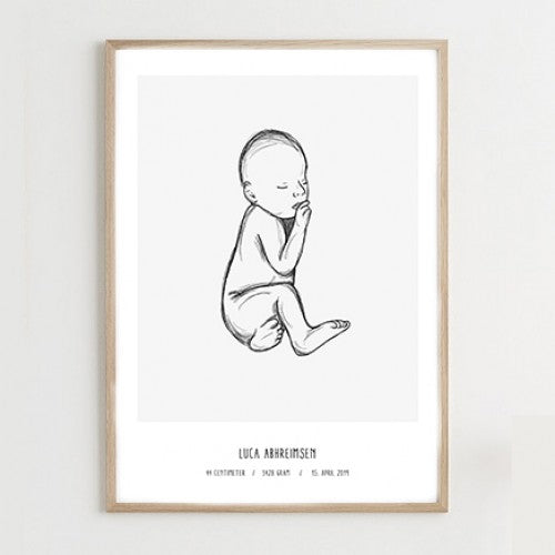 Geboorte -poster met baby en de informatie van het kind