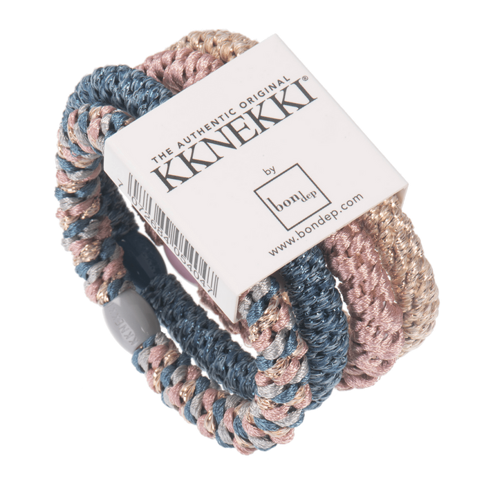 Bon Dep Kknekki Hair Elastic - Blue/Rose/Beige Glitter (4 PCS)