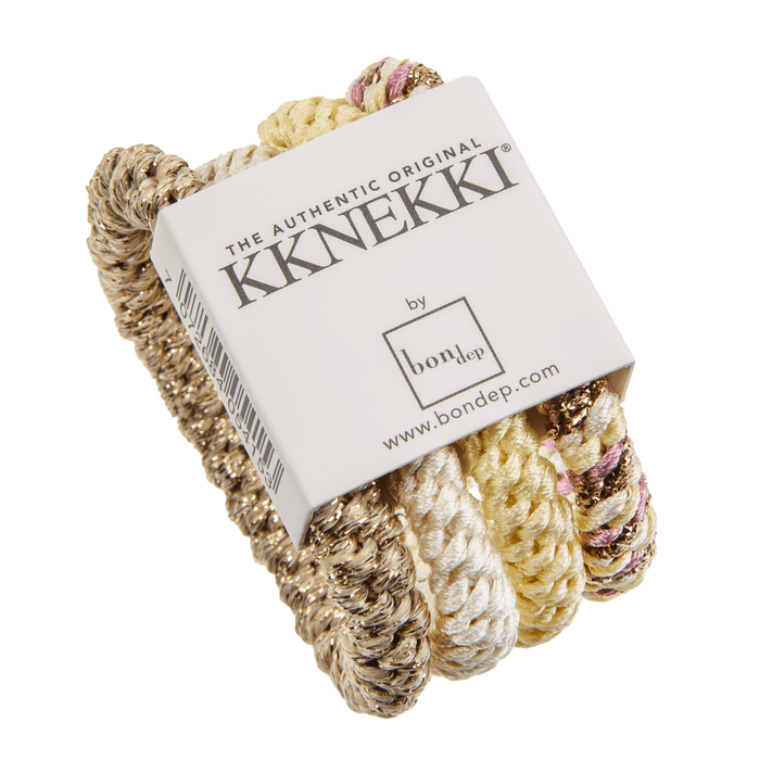 Bon Dep Kknekki Hair Elastic - Geel/Wit/Beige Glitter (4 pc's)