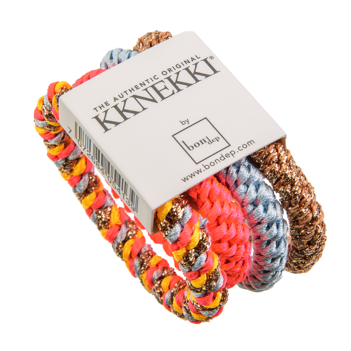 Bon Dep Kknekki Hair Elastic - Pink/Blue/Bronze Glitter (4 pc's)