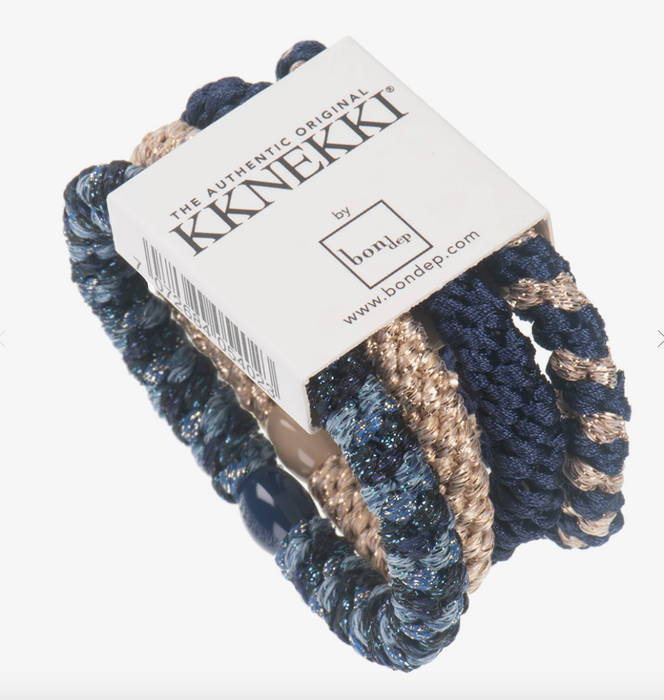 Bon Dep Kknekki Hair Elastic - Beige/Navy/Mica (4 PCS)