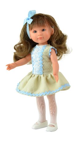 Celia Doll, 30 cm. (Beige met blauwe bloemen)