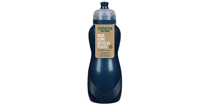 Waterfles met golfpatroon - blauw (600 ml)