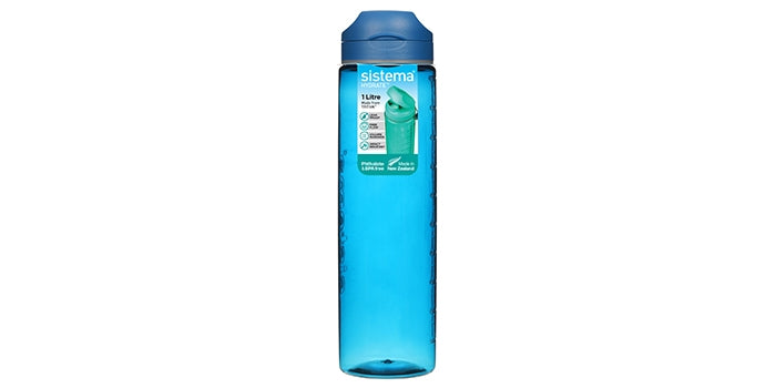 Drinkfles met meeteenheid - blauw (1 liter)