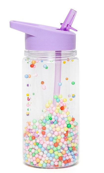 Drinkfles met rietje, pops lila - 300 ml.