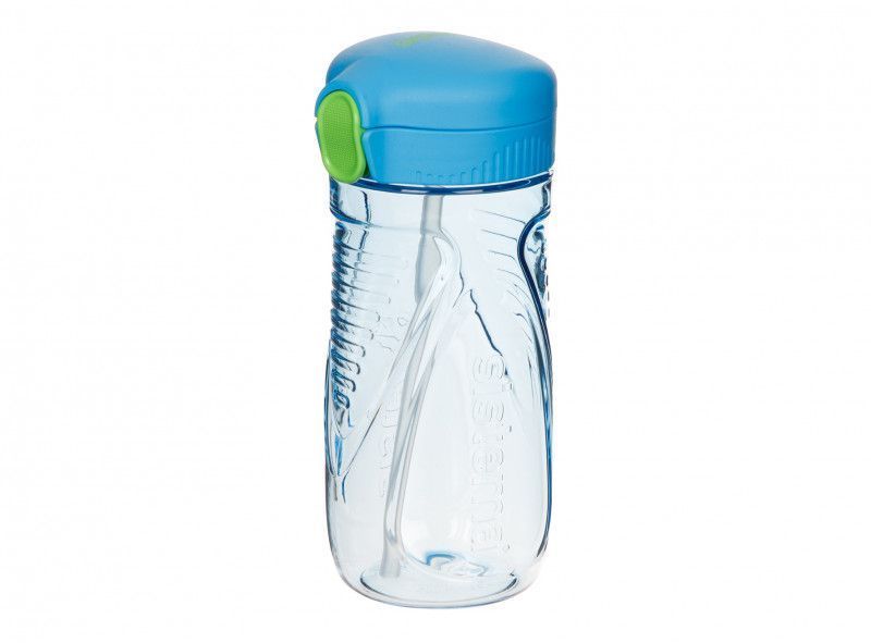 Drinkfles met stro, blauw