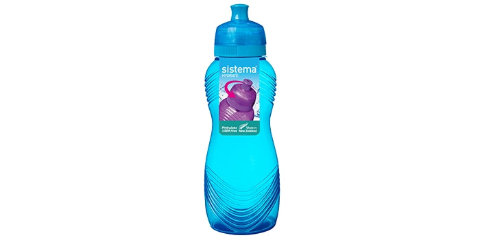 Drinkfles met golfpatroon - blauw (600 ml)