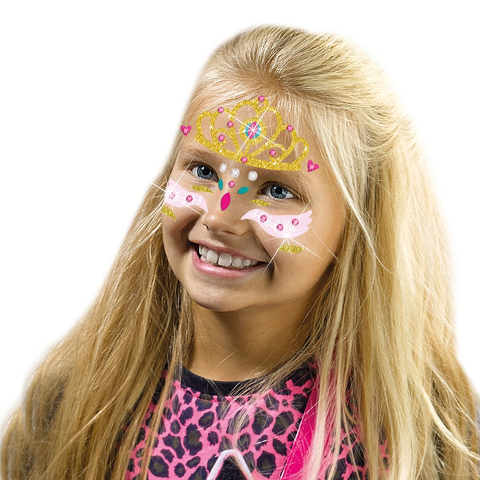 Glitter -tatoeages voor het gezicht, prinses