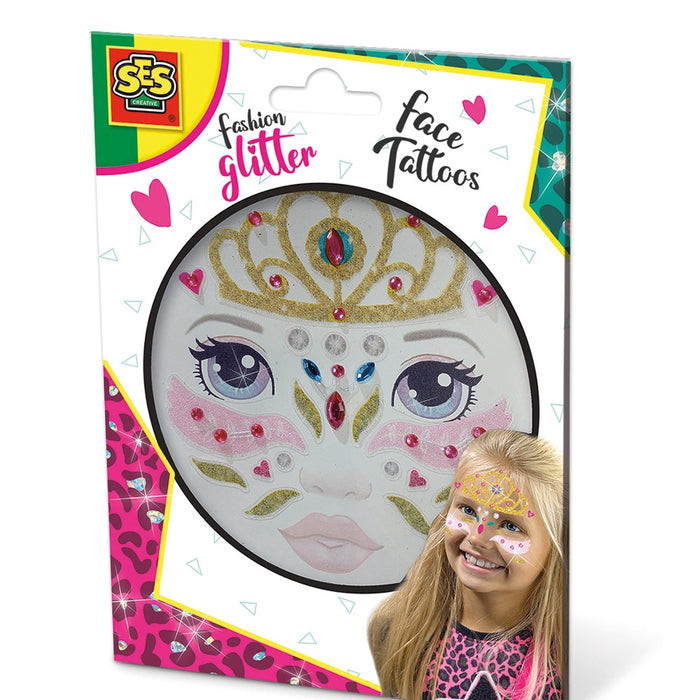 Glitter -tatoeages voor het gezicht, prinses