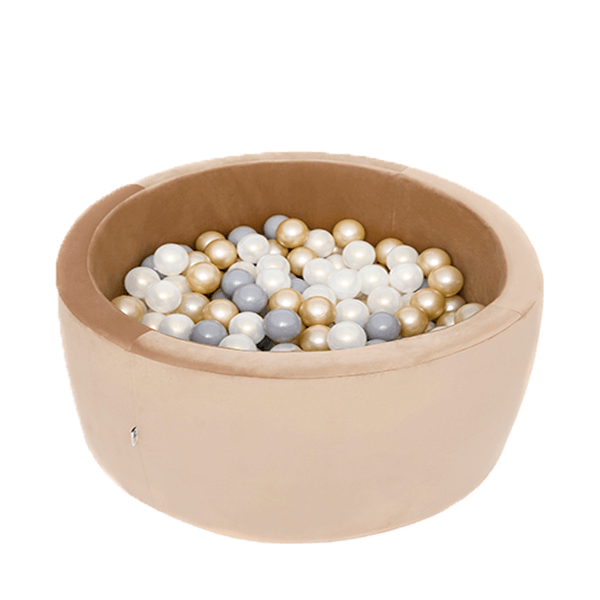 Kogelzwembad met 150 ballen - goud, fluweel (90x30x5cm)