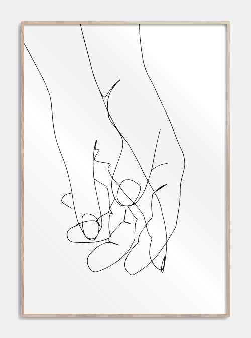 Handhand in één lijnposter, M (50x70, B2)