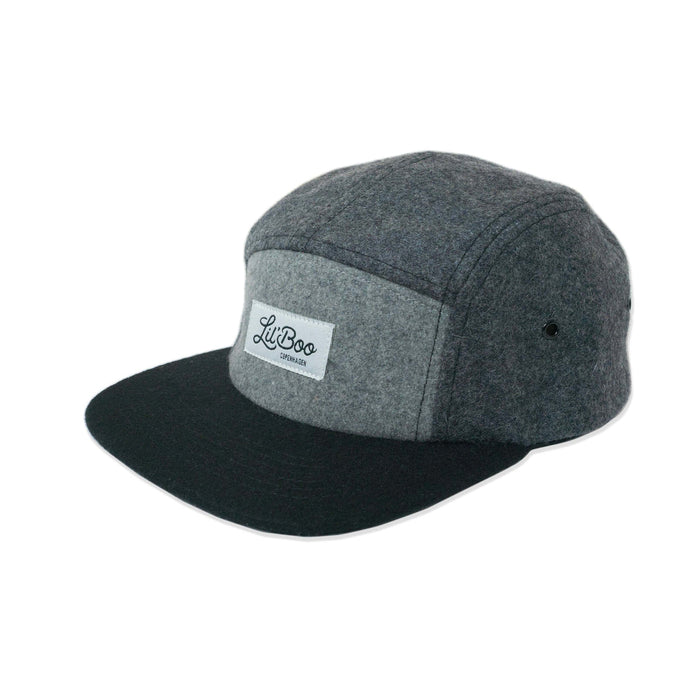 Cap, blokwol 5-panel-grijs (maat M, 1,5-3 jaar)