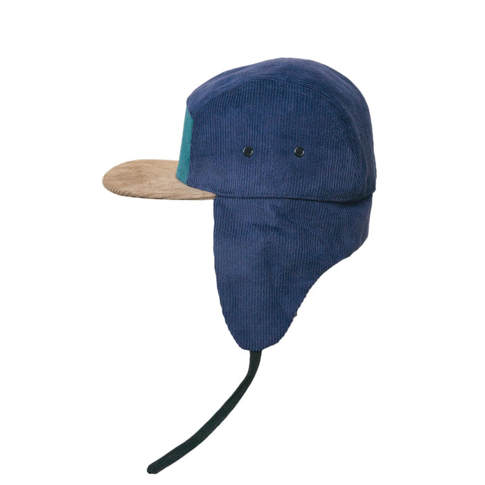 Dop, corduroy blok 5-panel met oren-groen (maat m, 1,5-3 jaar)