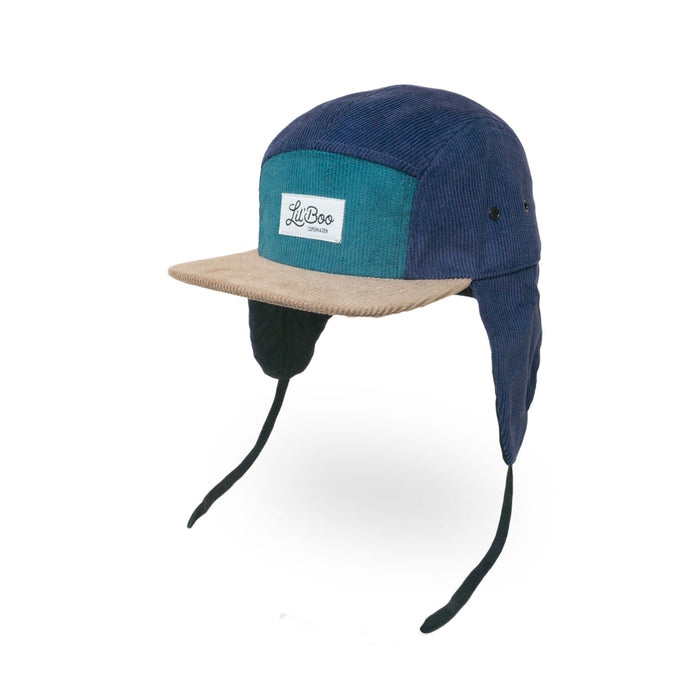 Dop, corduroy blok 5-panel met oren-groen (maat m, 1,5-3 jaar)