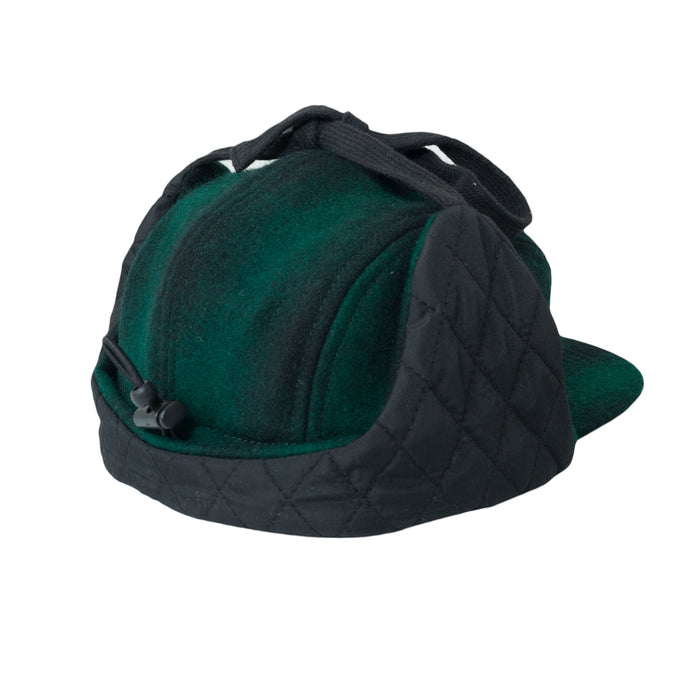 Cap, wol 5-panel met oren-groen / zwart (maat L, 4-7 jaar)