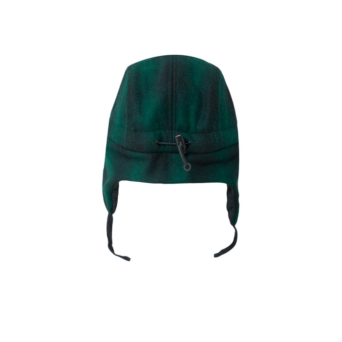 Cap, wol 5-panel met oren-groen / zwart (maat L, 4-7 jaar)