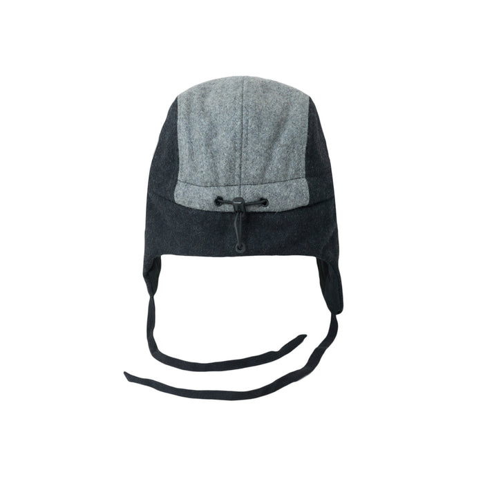 Dop, wollen blok 5-panel met oren-grijs/blauw (maat m, 1,5-3 jaar)