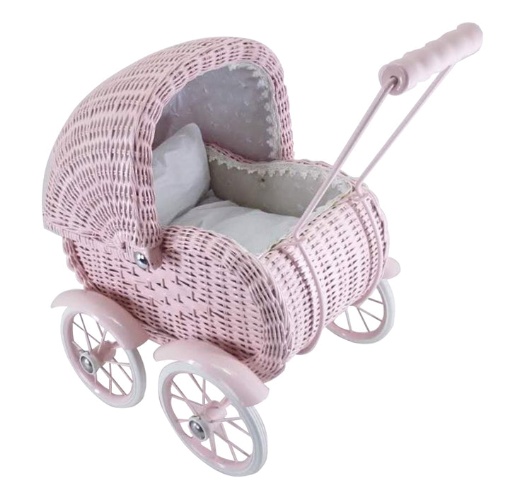 Small Doll's Carriage, Wicker - Dusty Pink