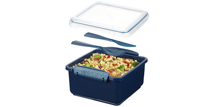 Lunchbox incl. bestek - blauw