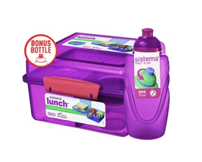 Lunchbox met emmer en waterfles, 2 l. (Paars)