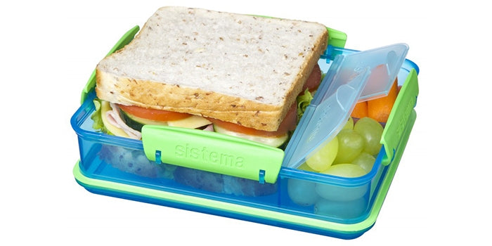 Lunchbox met 3 compartimenten - Blauw