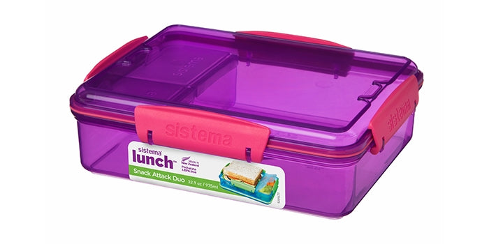 Lunchbox met 3 compartimenten - paars