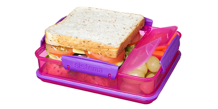 Lunchbox met 3 compartimenten - roze