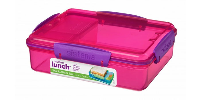 Lunchbox met 3 compartimenten - roze