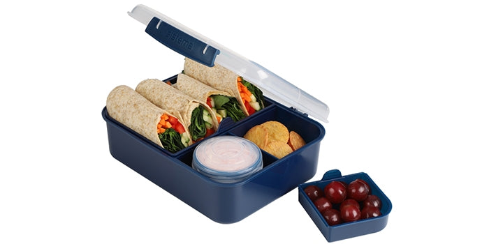 Verdeelde lunchbox incl. kopje, blauw