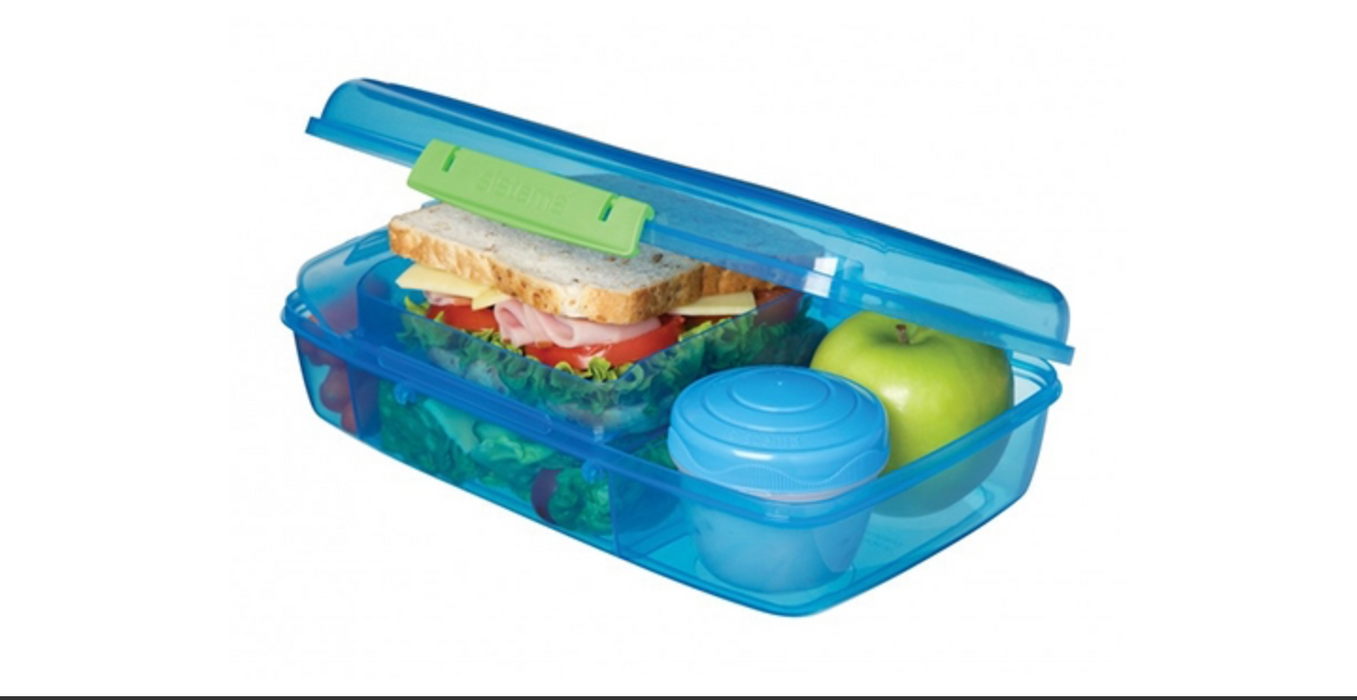 Verdeelde lunchbox incl. Cup - Blauw