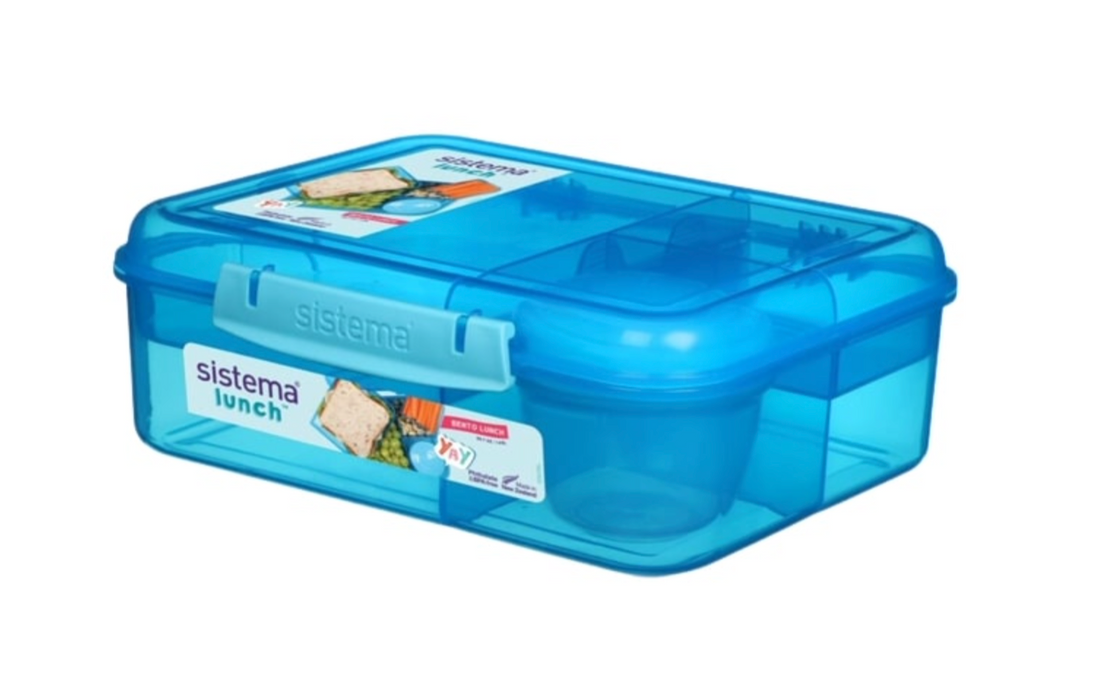 Verdeelde lunchbox incl. Cup - Blauw