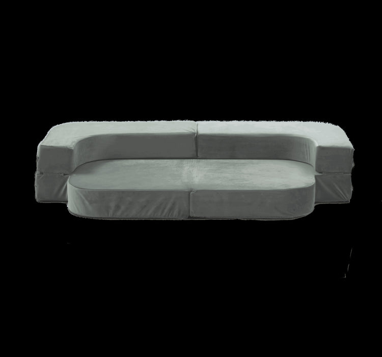 Sofa bed - grijs, fluweel (170x125cm)