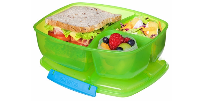 Grote lunchbox met 3 compartimenten incl. Cup - Green