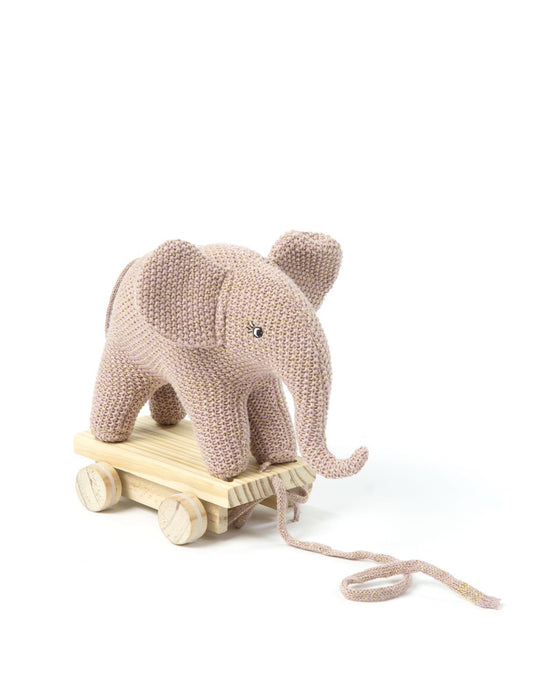 Pull-along-olifant, roze/goud