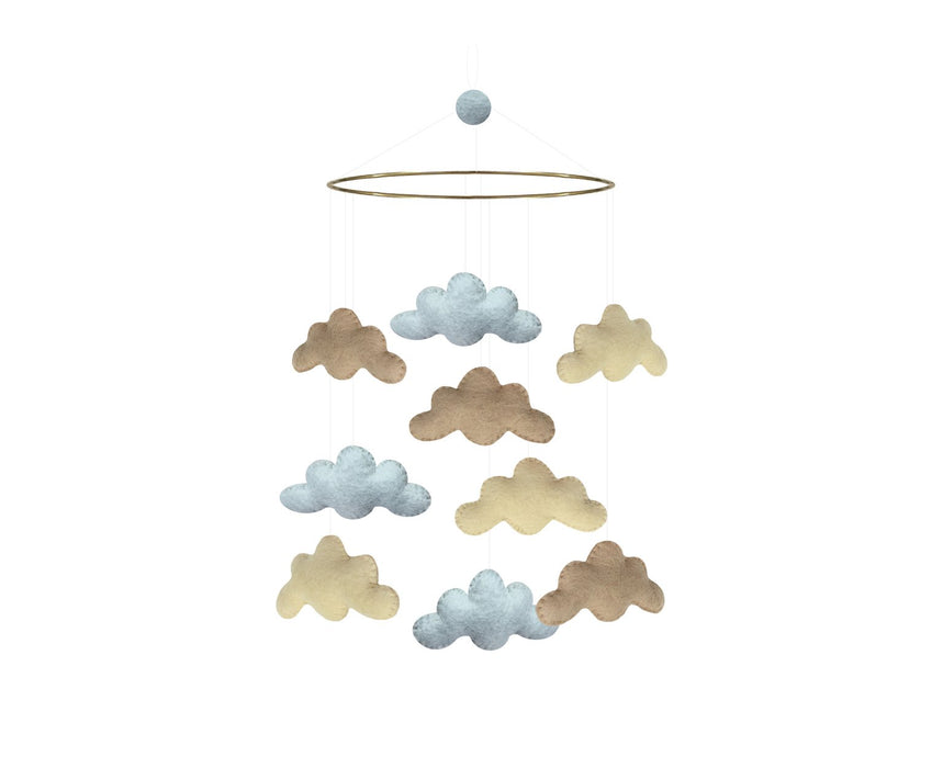 Mobile, wolken - beige/mint/geel