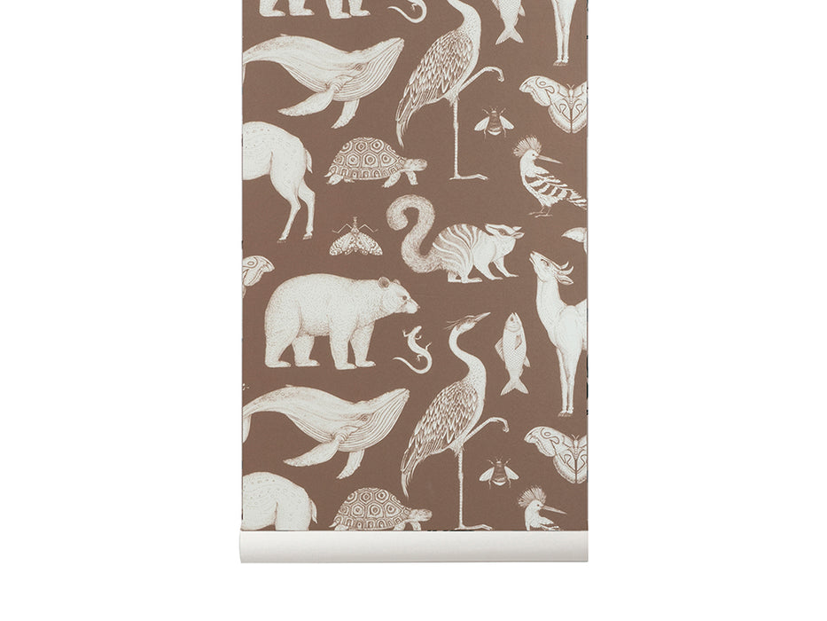 Katie Scott Wallpaper - Dieren, Toffee Brown